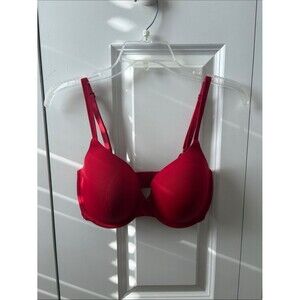 Victoria's Secret Red Polka Dot Uplift Semi Demi Bra Size 32DDD
